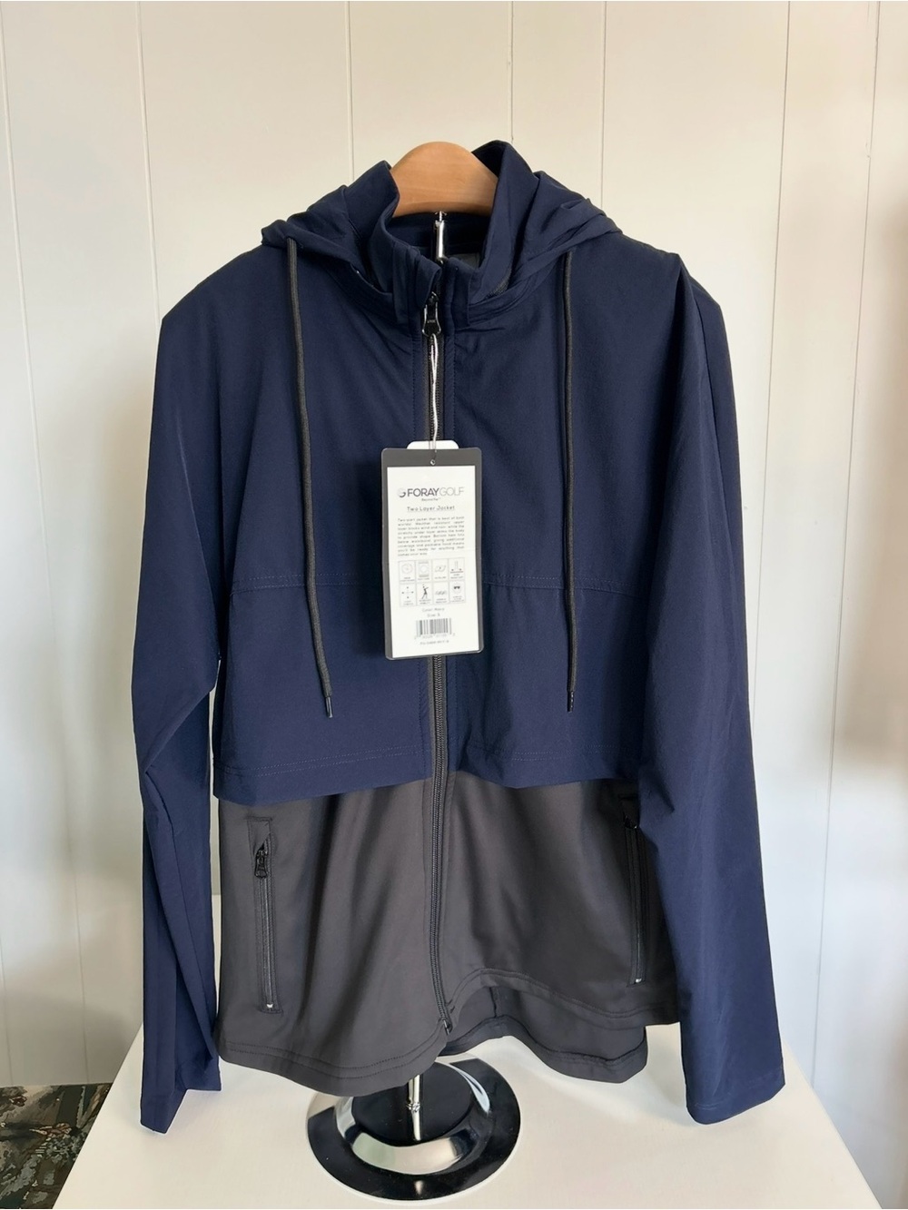 Navy and Charcoal Hooded Zip Jacket